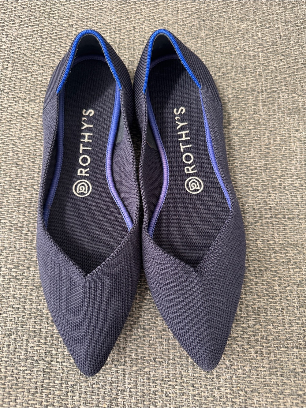 Rothy's The Point Navy Blue Knit Pointed-Toe Flats | 8.5